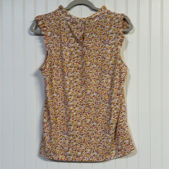 Adrianna Papell Ditzy Floral Ruffle Neck Sleeveless Loose Fit Blouse Women's M - Picture 4 of 6